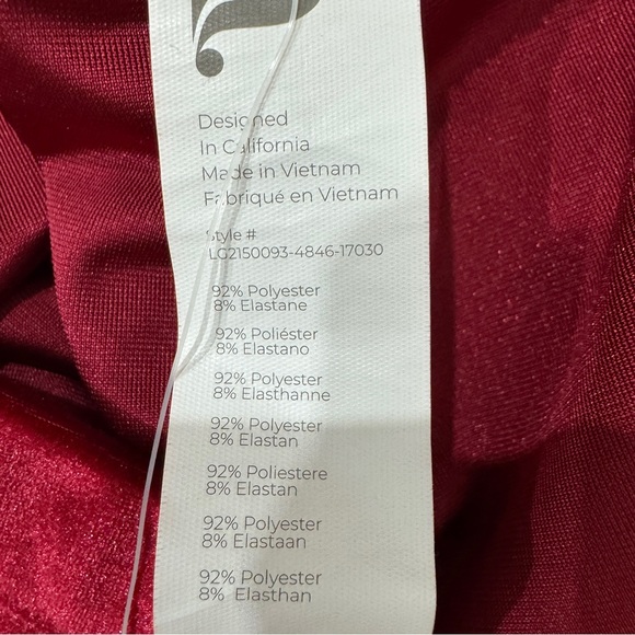 Fabletics Women's Emma Red Velour Velvet Leggings Cherry Burst High Waist S - Picture 10 of 10